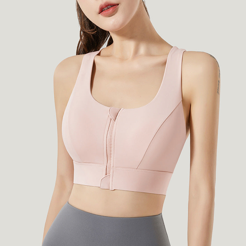 Zipper sports underwear, shockproof fitness yoga vest, bra