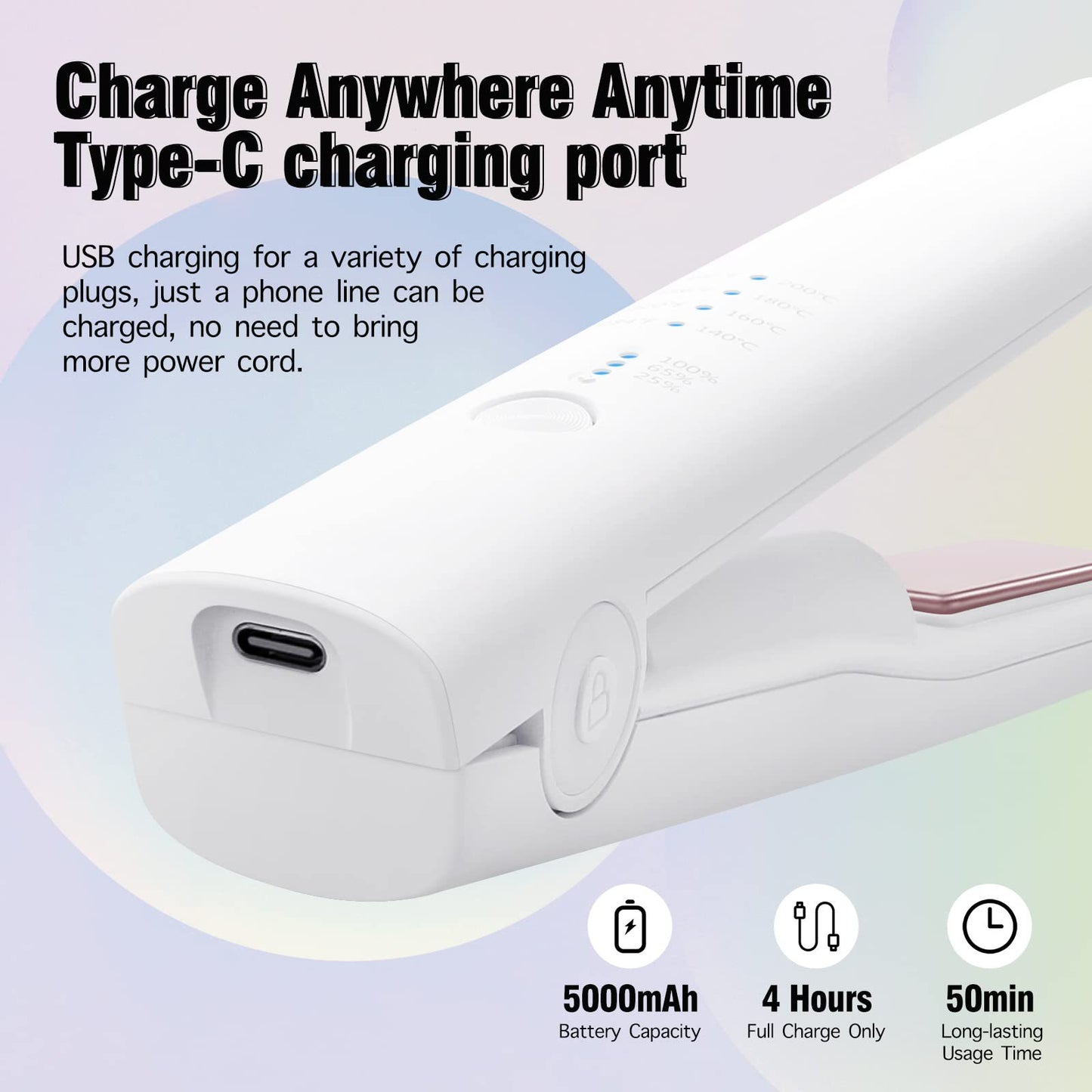 Wireless straightening device for curling hair