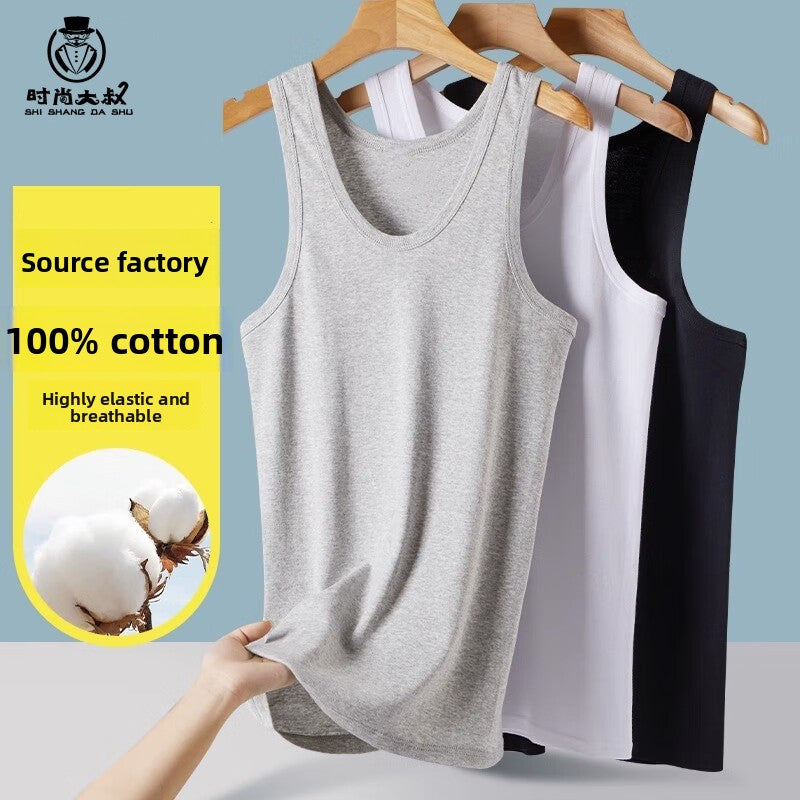Men's Pure Cotton Sports Vest, Comfortable Fit, Breathable