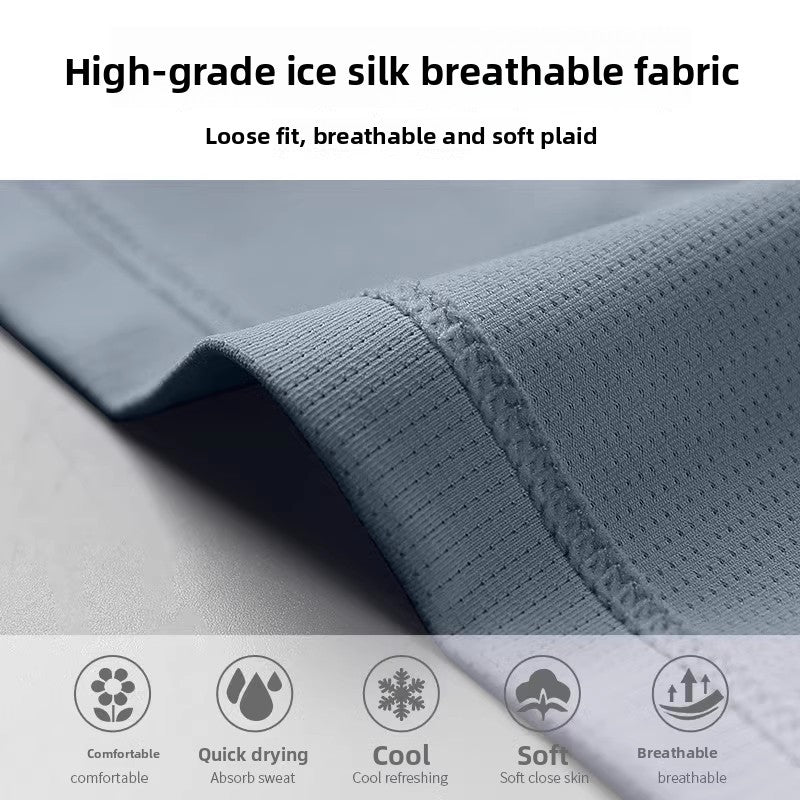 Men's ice silk quick-drying clothes fitness short sleeves and shorts