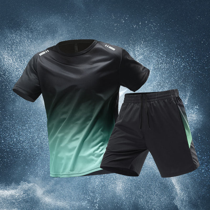 Men's ice silk quick-drying clothes fitness short sleeves and shorts