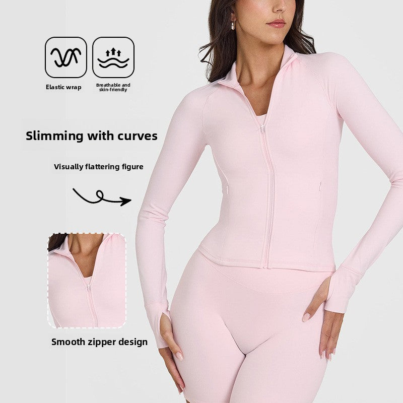 Long-sleeved, zippered jacket, cycling and fitness suit