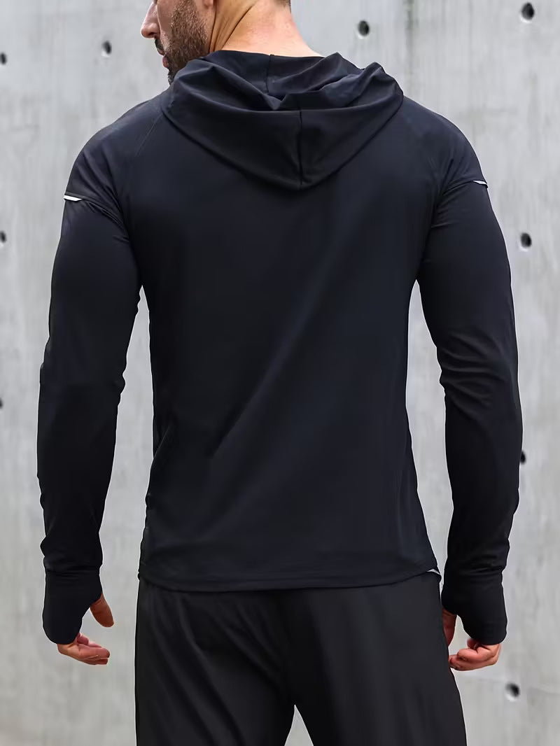 Sporting hooded printed quick-drying long-sleeved shirt