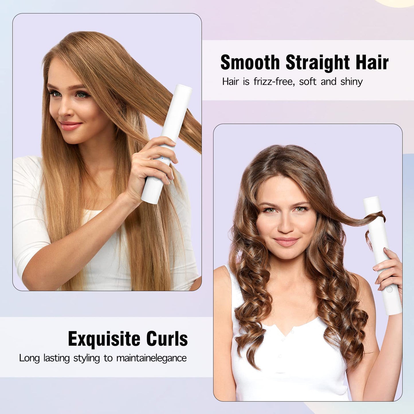 Wireless straightening device for curling hair