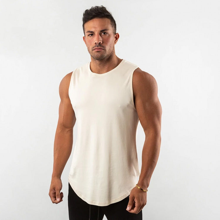 Solid-color sports fitness vest for men